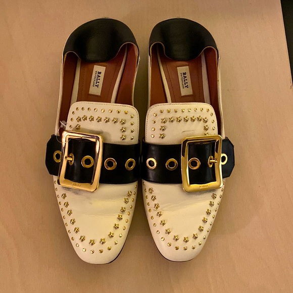 Bally Shoes - Bally loafers black / white with Gold details